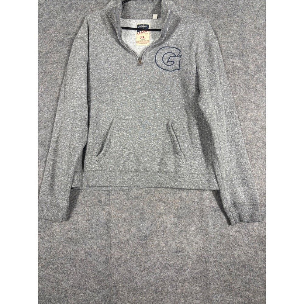 Triblend Sweats League Gray Quarter Zip Pullover Sweatshirt XL Georgetown‎